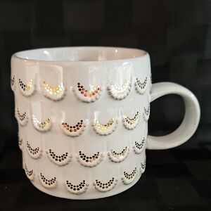 STARBUCKS Coffee 10oz Raised Mermaid Scales Ceramic 2016 Anniversary Mug Cup
